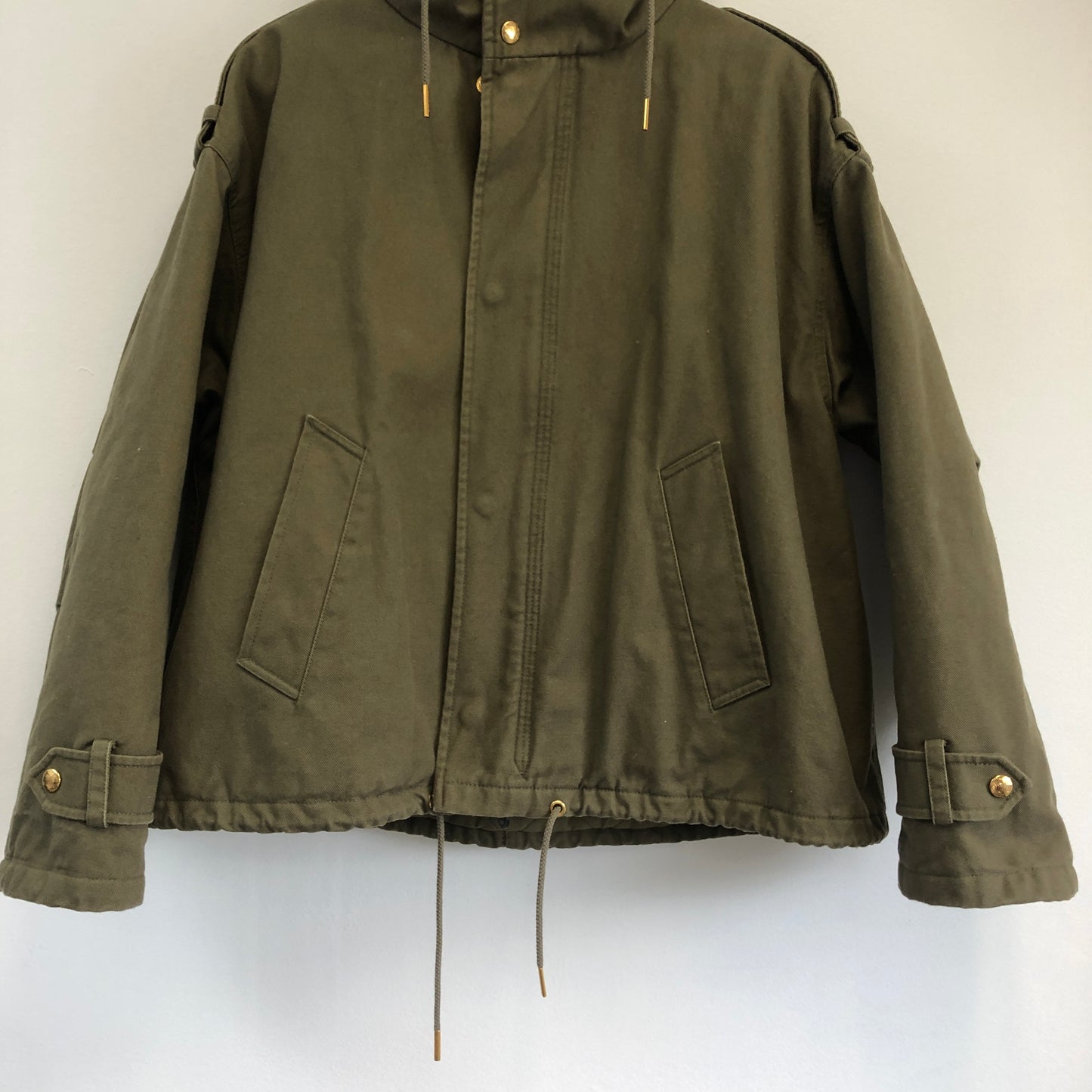 Celine Dark Green Quilted Hooded Parka Size 36