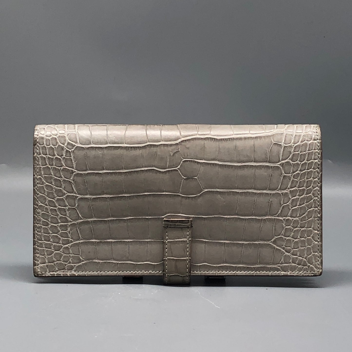Hermes Grey Alligator Long Wallet