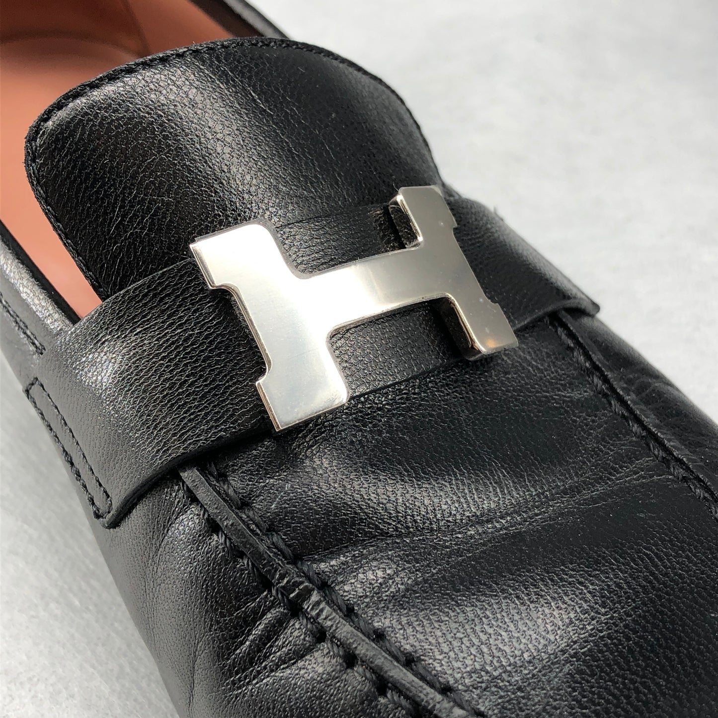 Hermes Black Leather Loafers Size 36.5