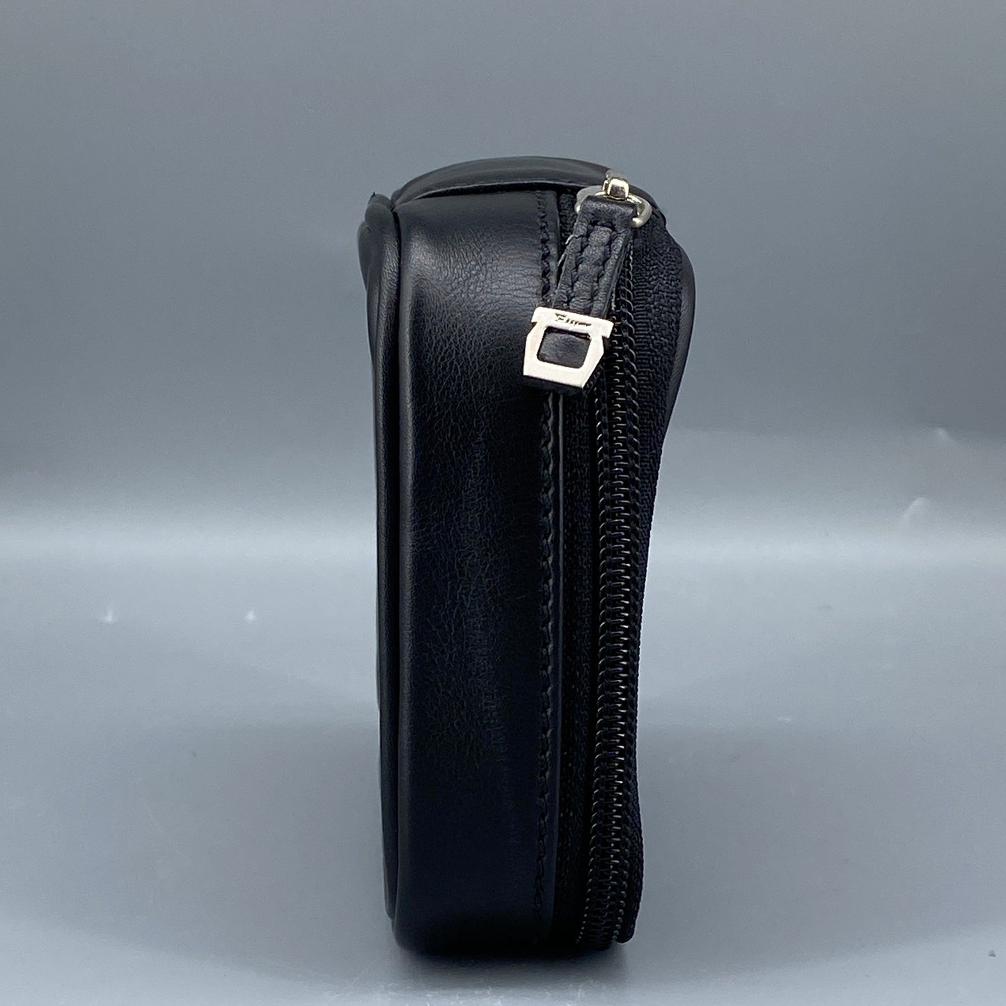 Ferragamo Black Smooth Leather Mini Square Cosmetic Pouch
