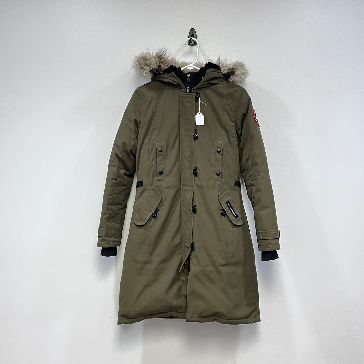 Canada Goose Olive Fur Trim Long Parka Size XS