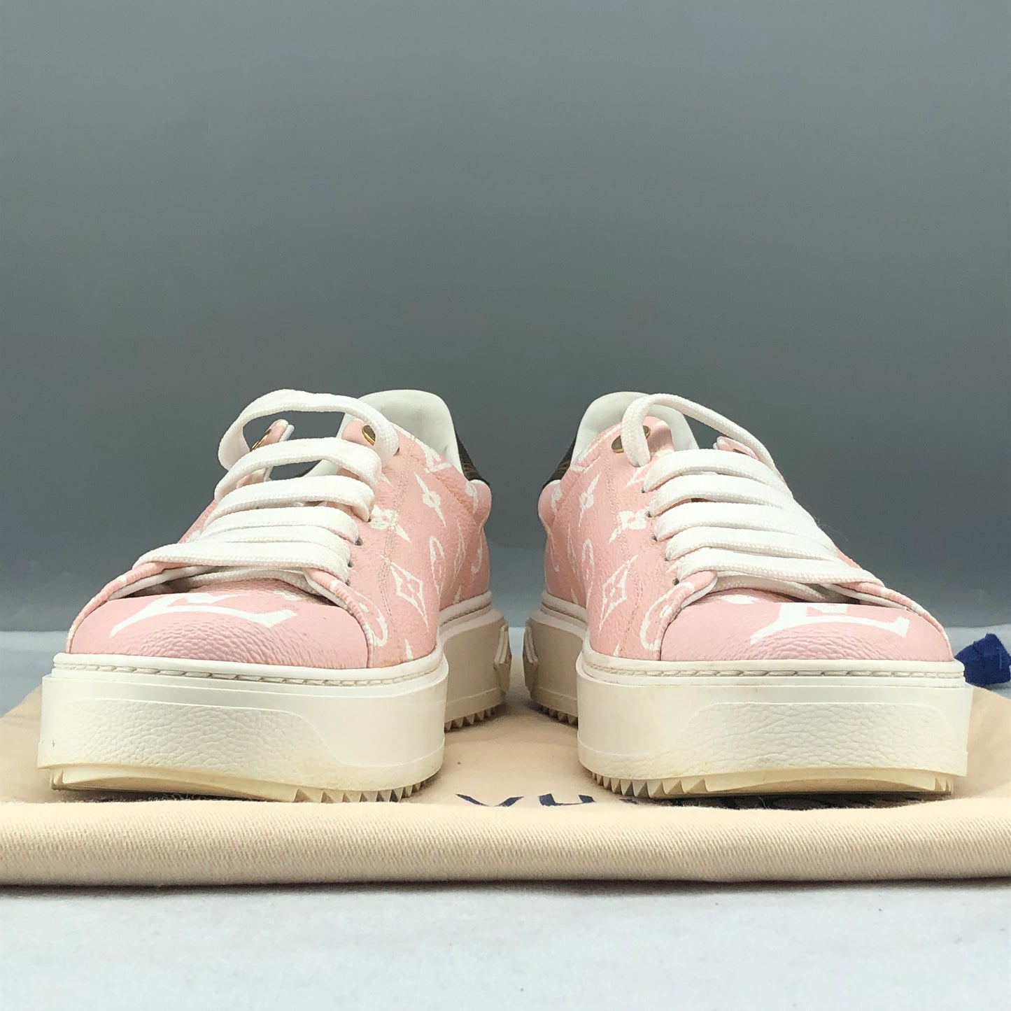Louis Vuitton Women's Monogram Pink Canvas Low Top Sneakers Size 38 Light Pink