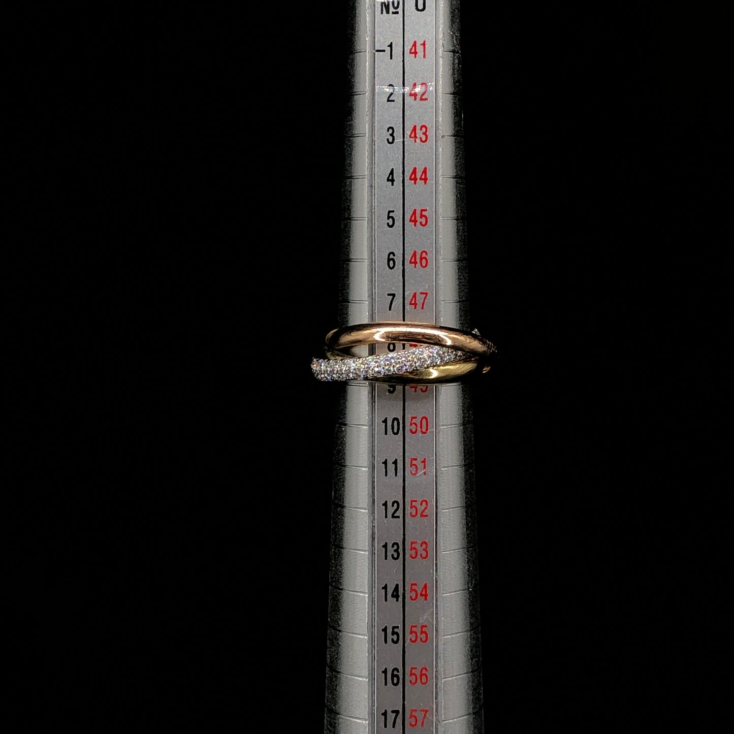 Cartier Trinity AU750 Yellow Gold Diamond Three Interlocking Ring Size 50mm