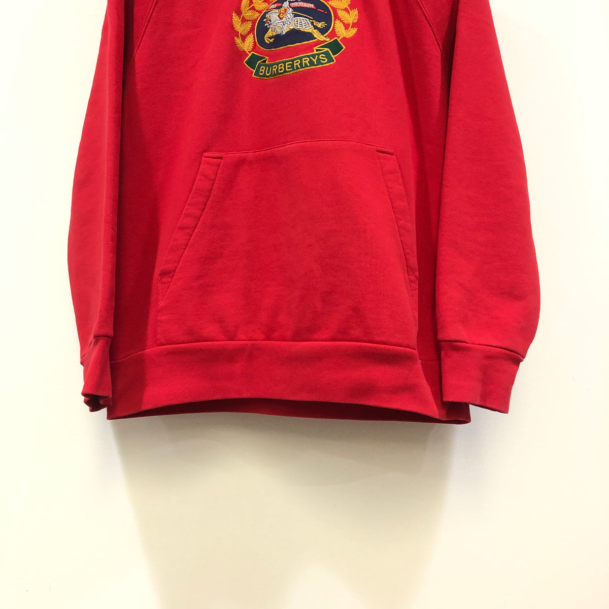 Burberry Red Vintage Crest Logo Hoodie Size M