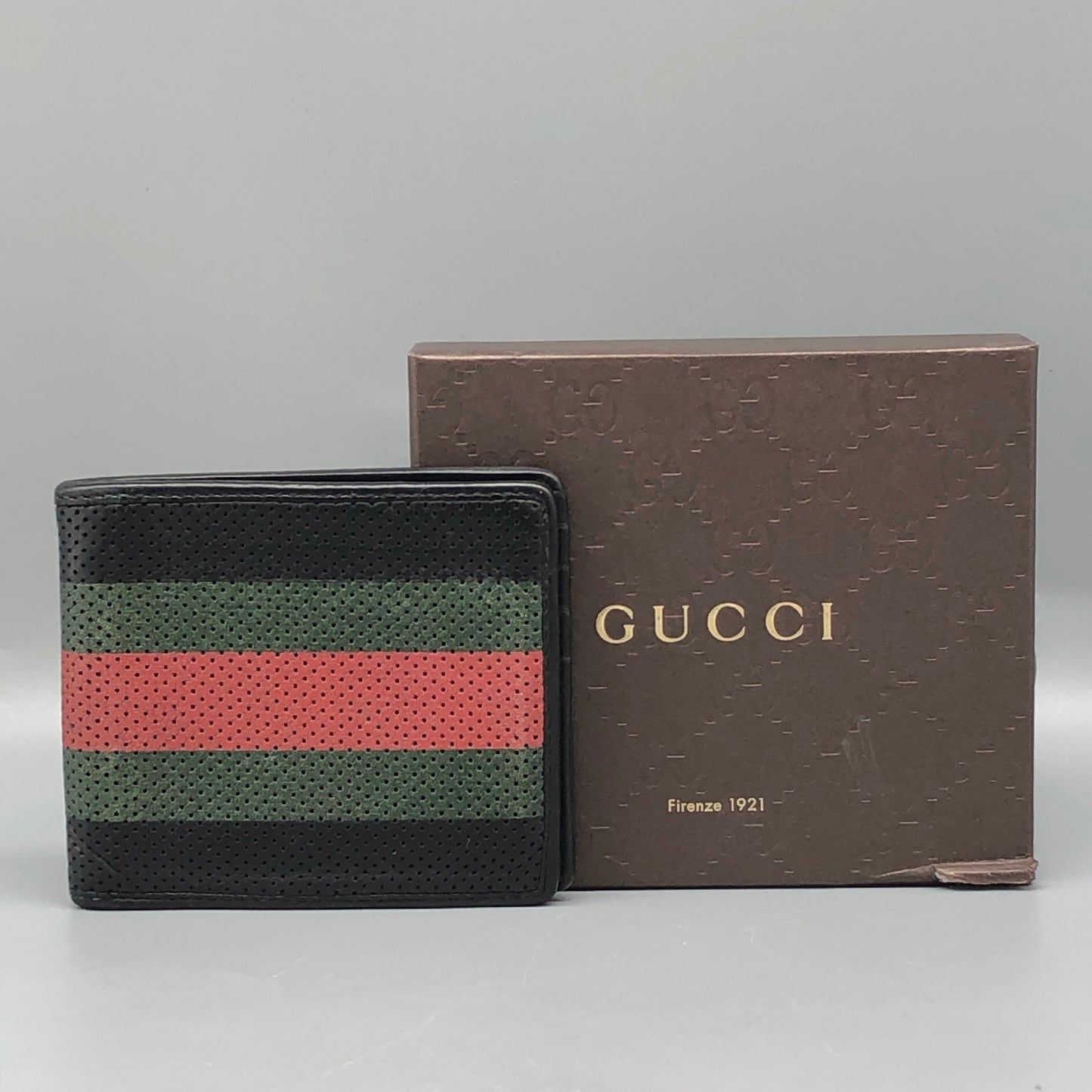 Gucci Black/Green/Red Web Stripe Bifold Wallet