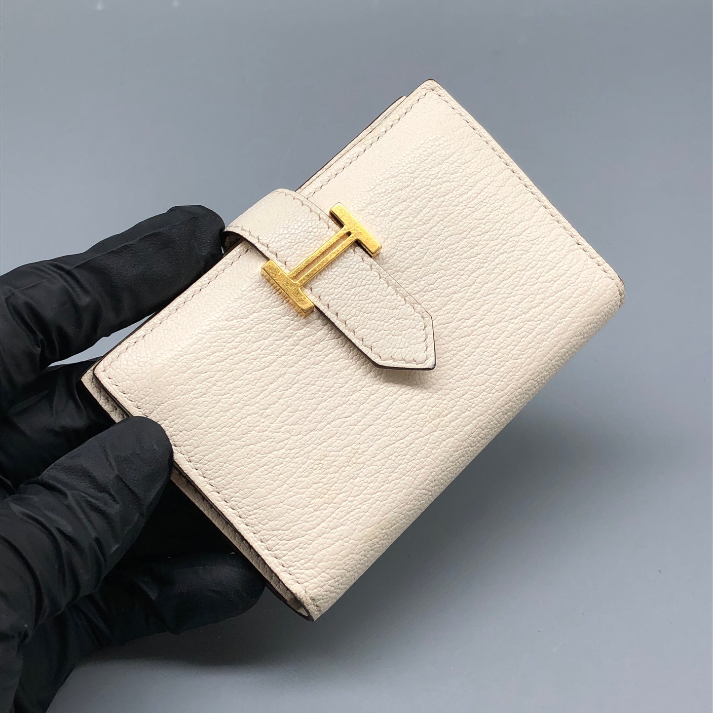 Hermes Bearn Wallet Cream  Leather