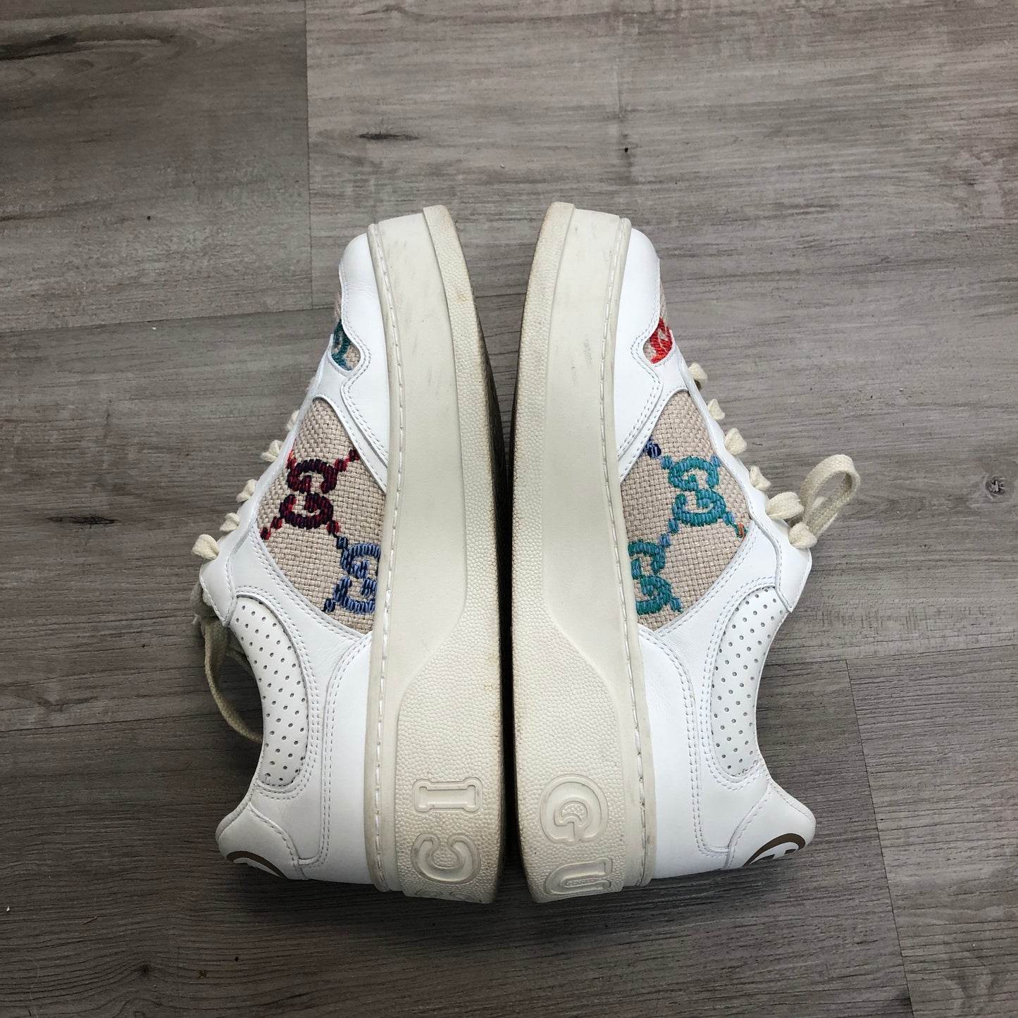 Gucci Ace GG Supreme Canvas Web Sneaker Shoes 36 White Blue Red