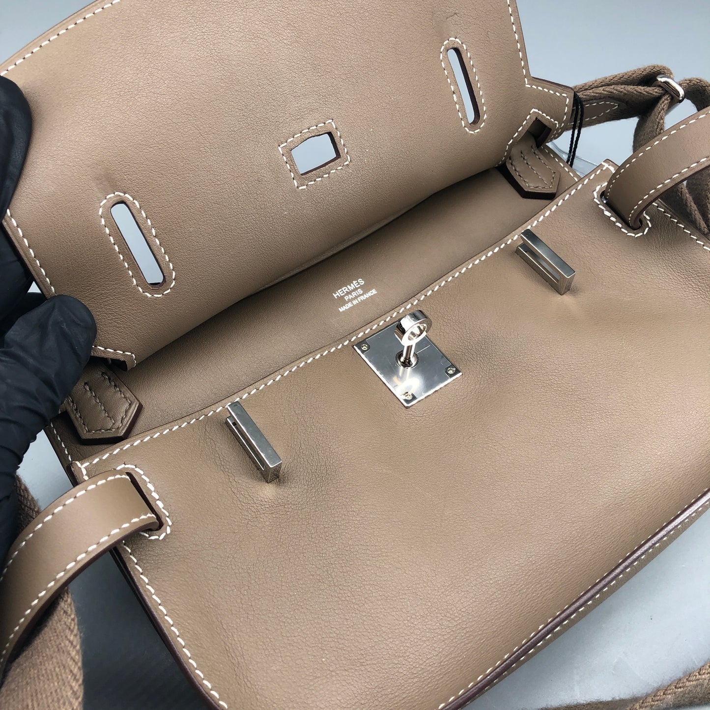 Hermes 2022 Jypsiere Mini Crossbody Bag  Swift Etoupe