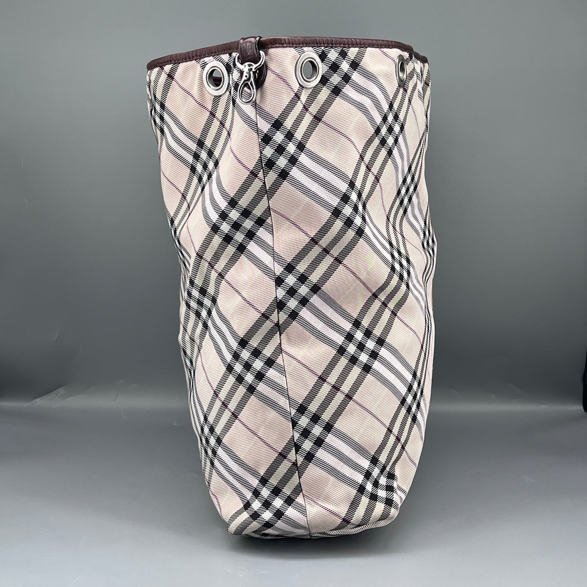 Burberry Beige Black White Check Tote Bag