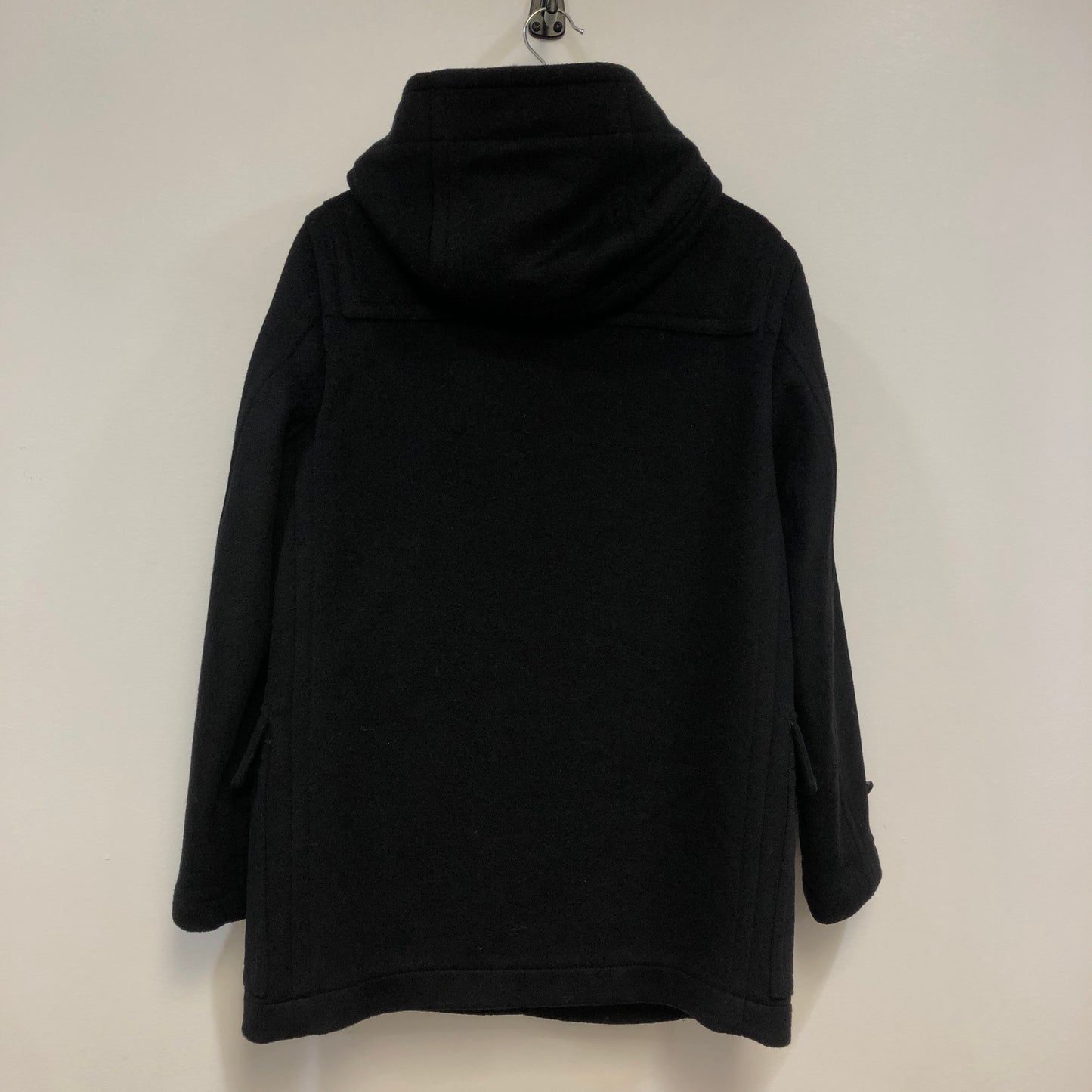 Burberry Black Wool Duffle Hooded Coat Size48