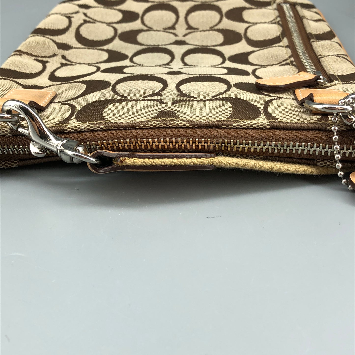 Coach Signature Monogram Crossbody Bag Beige