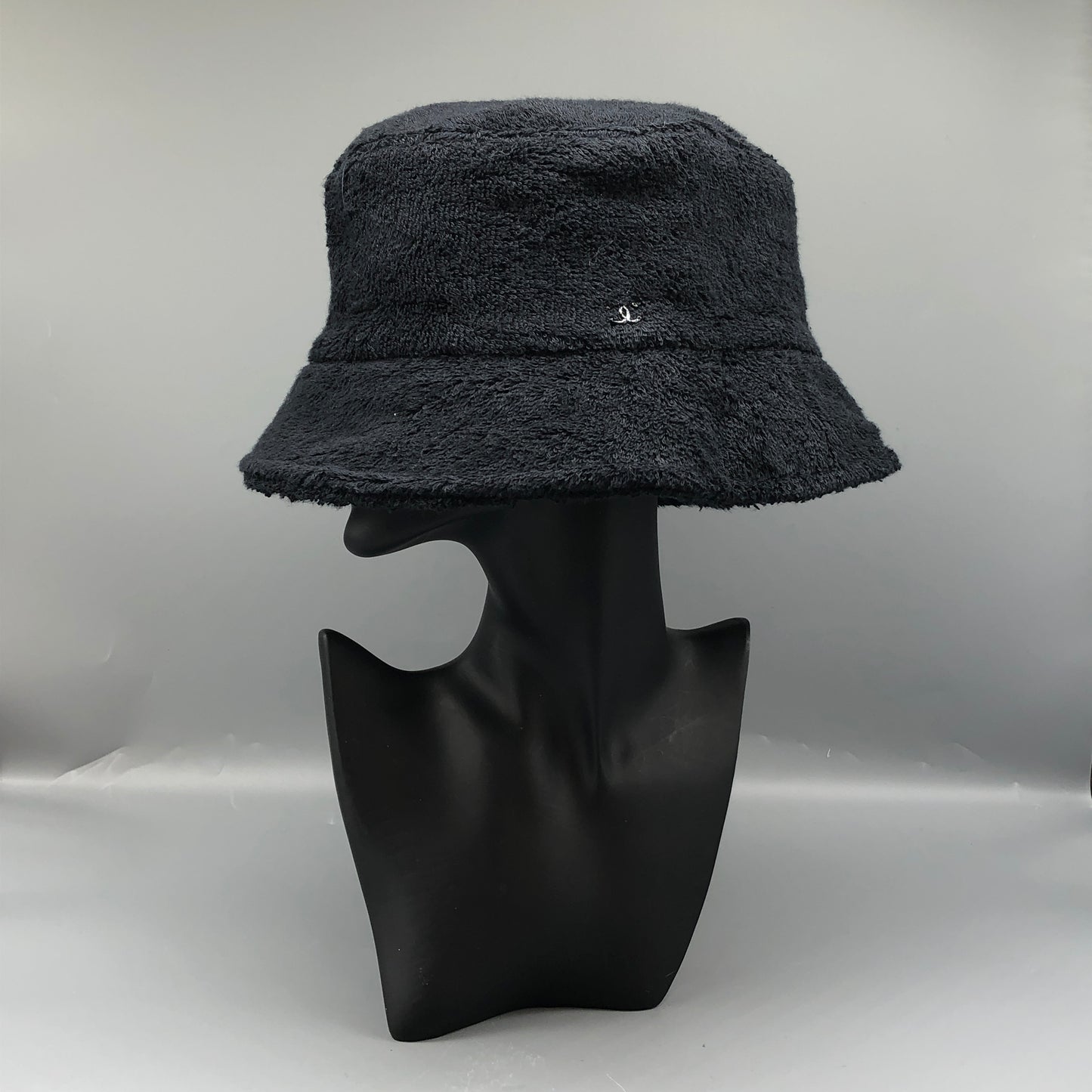 Chanel Black Textured Bucket Hat Size M 57cm