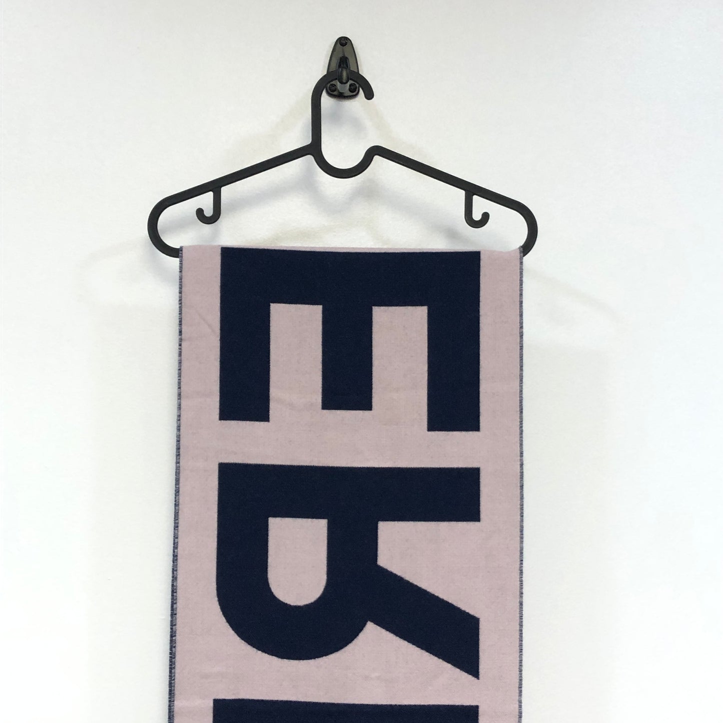 Burberry Indigo Pink Two-Tone Large Letter Logo Fringe Wool Scarf 74*13 Inches