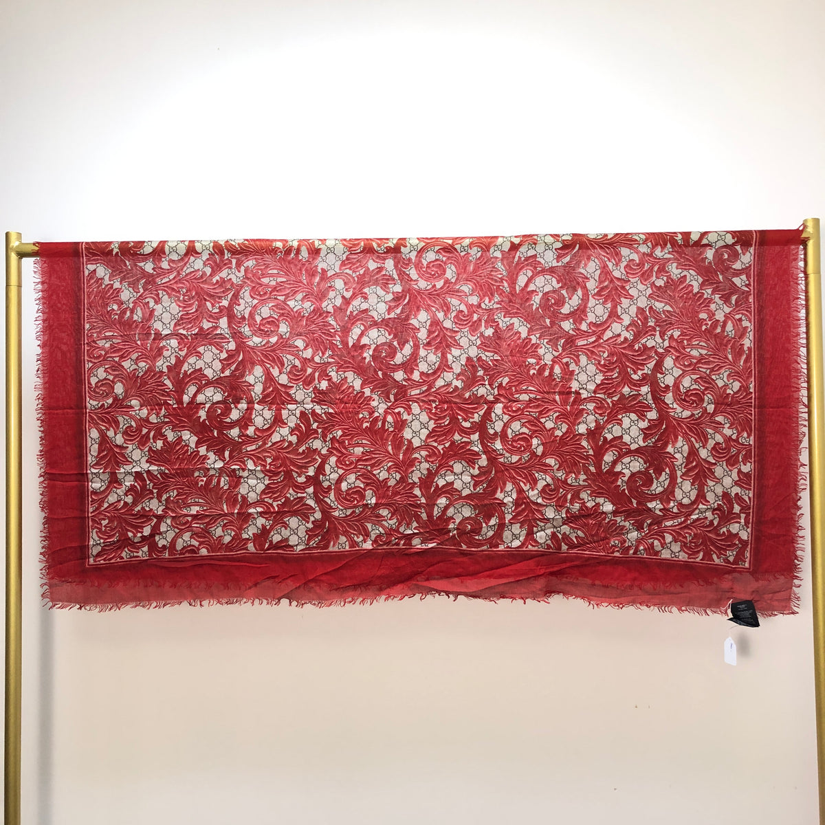 Gucci Red & Tan Floral Print Large Shawl Scarf 140*140cm