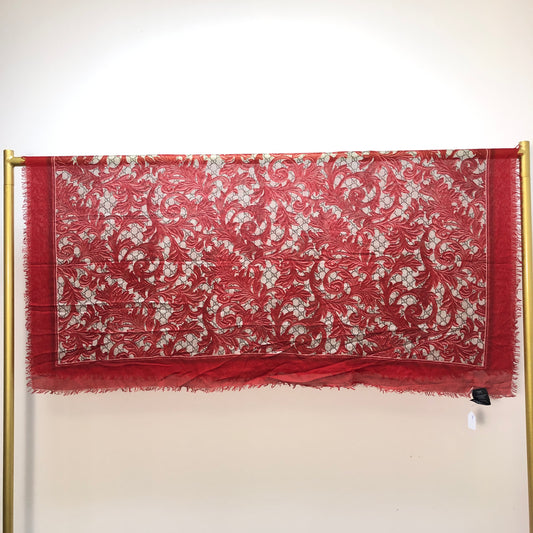 Gucci Red & Tan Floral Print Large Shawl Scarf 140*140cm