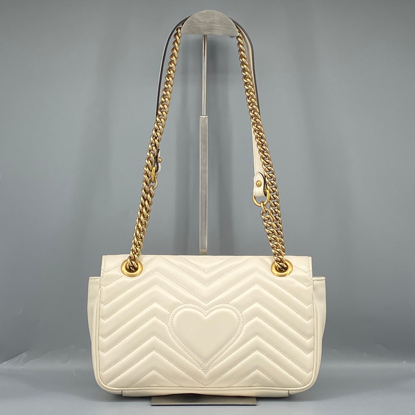 Gucci Cream GG Marmont Chevron Quilted Shoulder Bag
