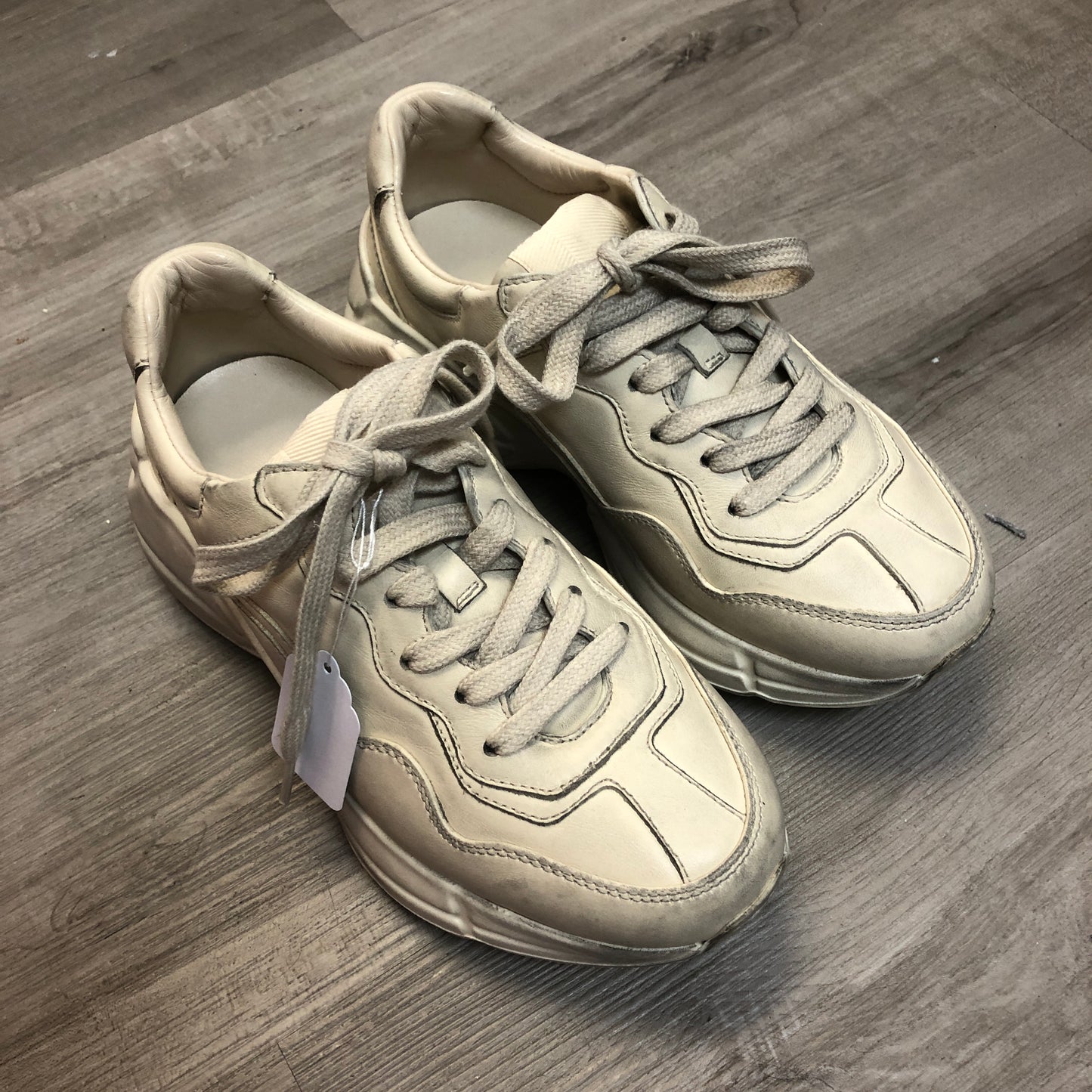 Gucci Women's Ivory Rhyton Distressed Sneakers Size 34.5