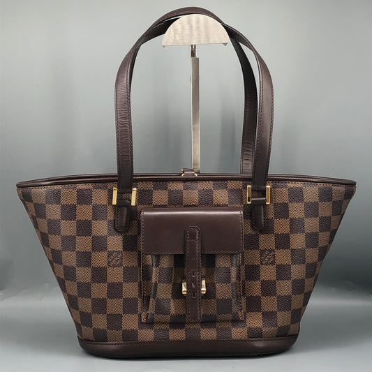 Louis Vuitton Damier Ebene Manosque Handbag Brown