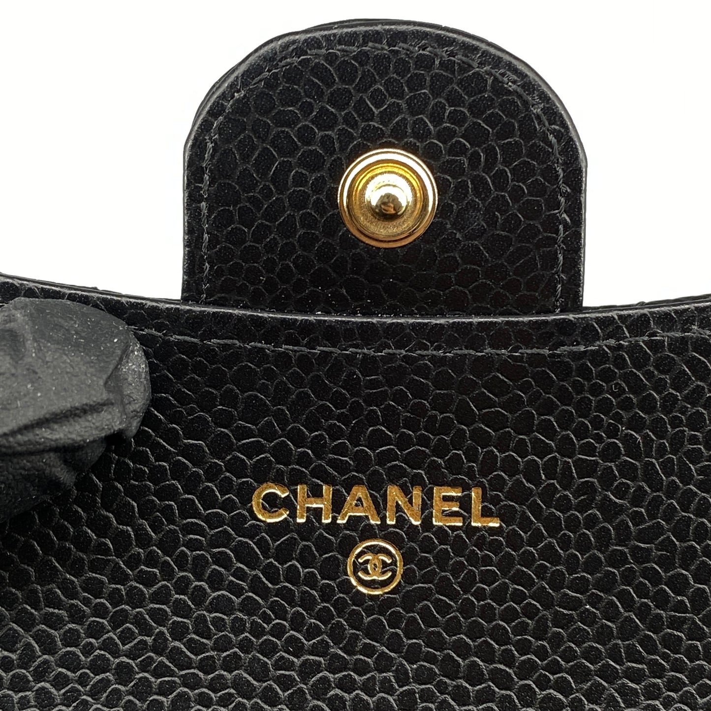 Chanel Black Caviar Quilted Leather Flap Card Wallet