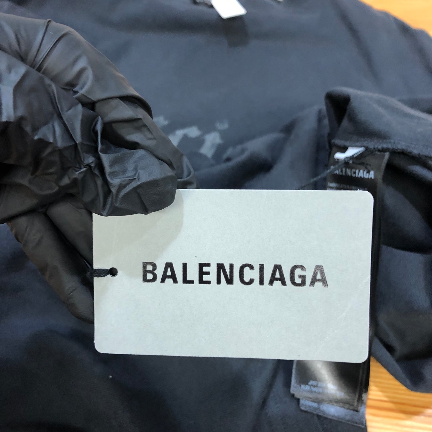Balenciaga NWT Gothic Logo Distressed T-Shirt L Dark Grey