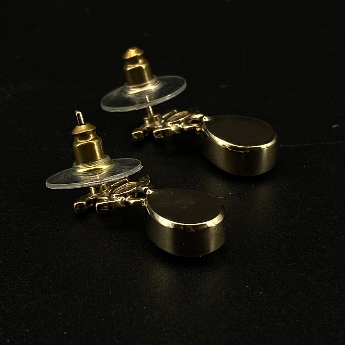 Chanel 2022 Gold-Tone Double C Teardrop Crystal Drop Earrings
