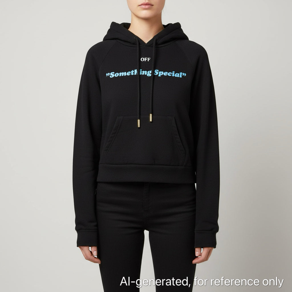 Off-White Black Cropped "Something Special" Hoodie Size XXS