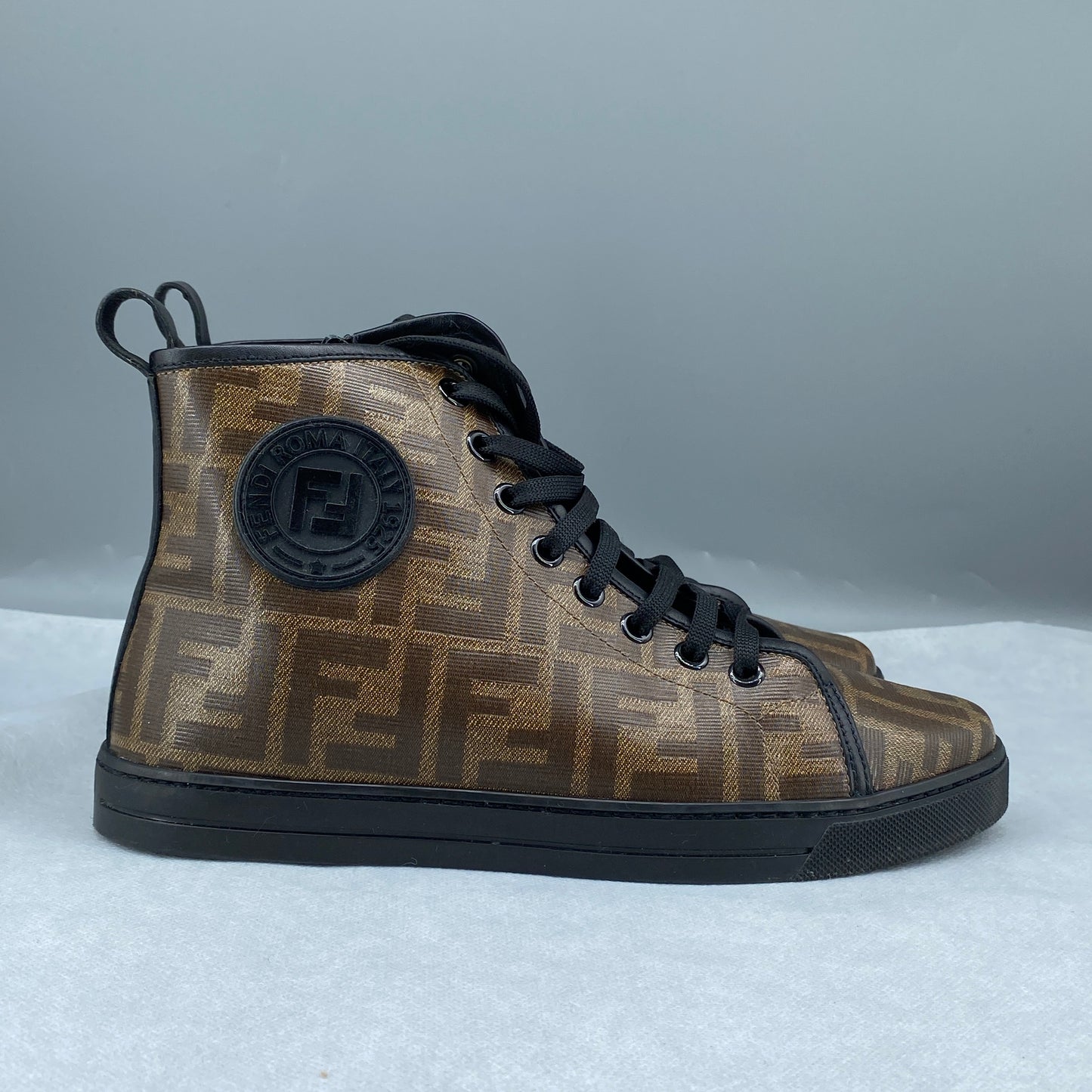 Fendi FF Motif Women High‑Top Sneakers Size 37 brown