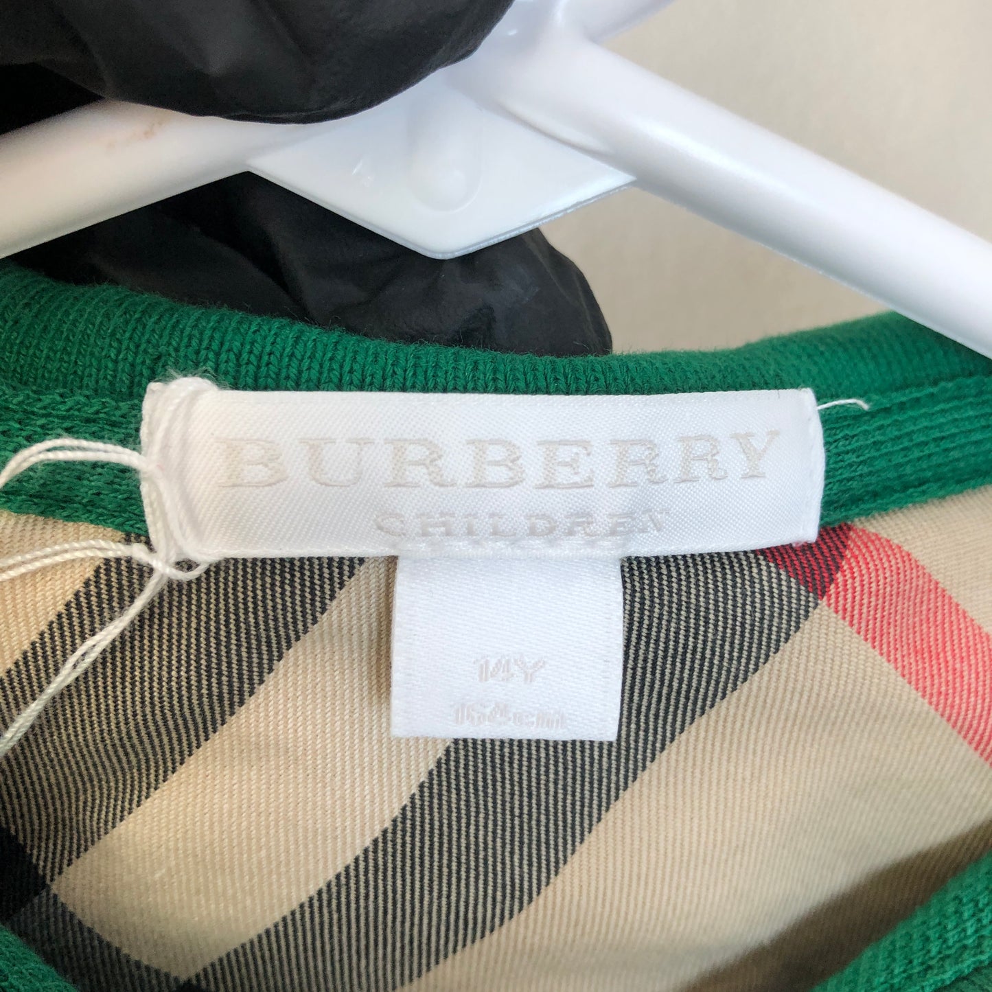 Burberry Cotton Embroidered Logo Short Sleeve Polo Shirt 14Y Dark Green