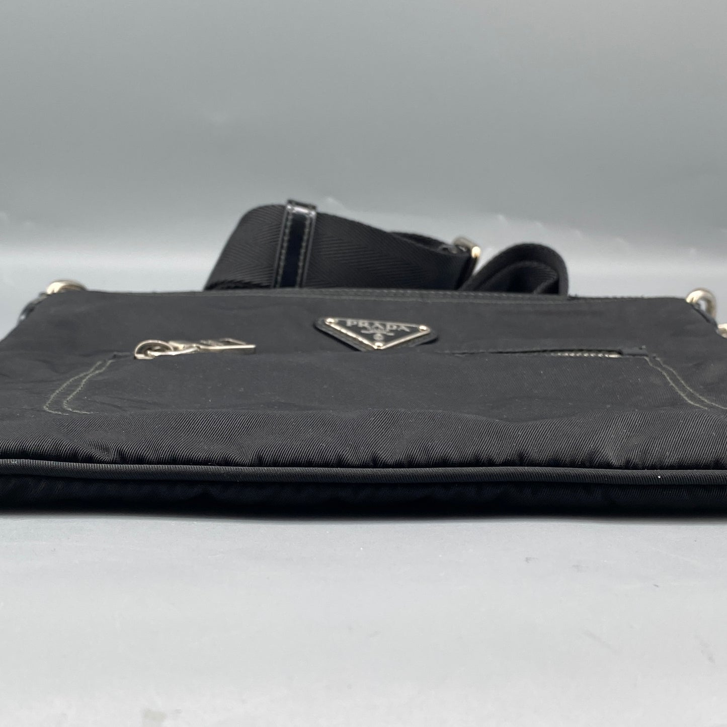 Prada Black Nylon Triangle Logo Crossbody Bag
