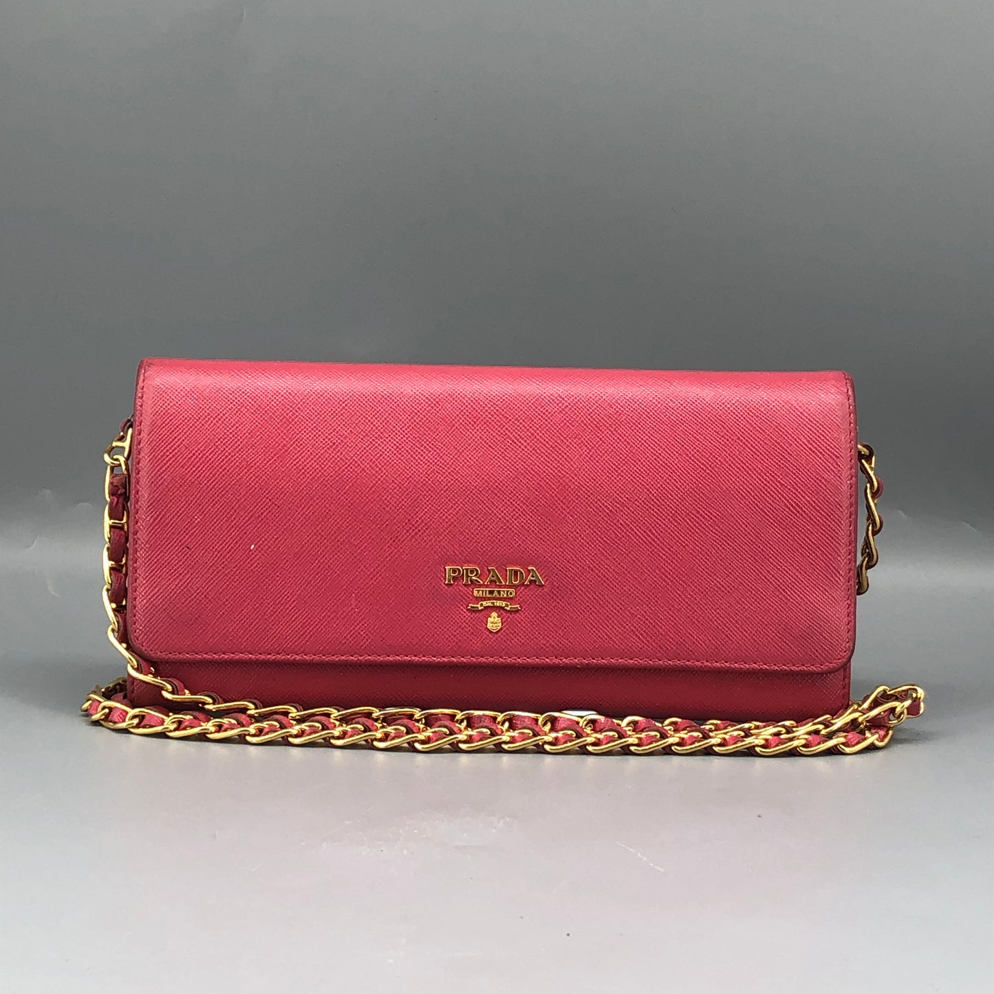 Prada Saffiano Leather WOC Wallet On Chain Hot Pink