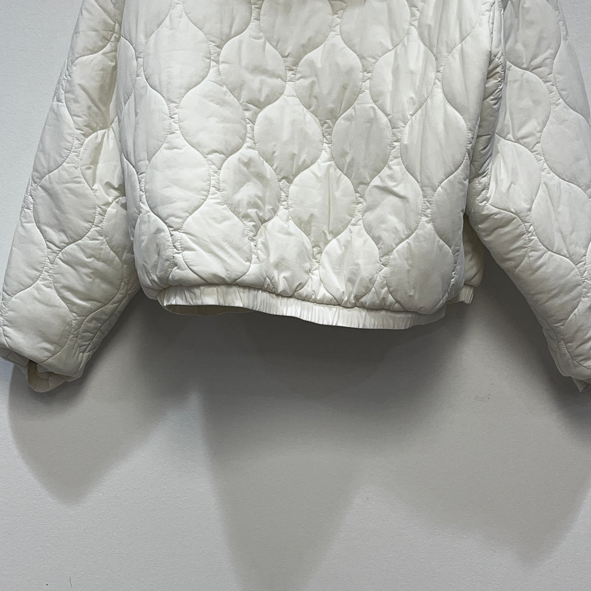 Moose Knuckles  White Hooded Zip Quilted Jacket Size M