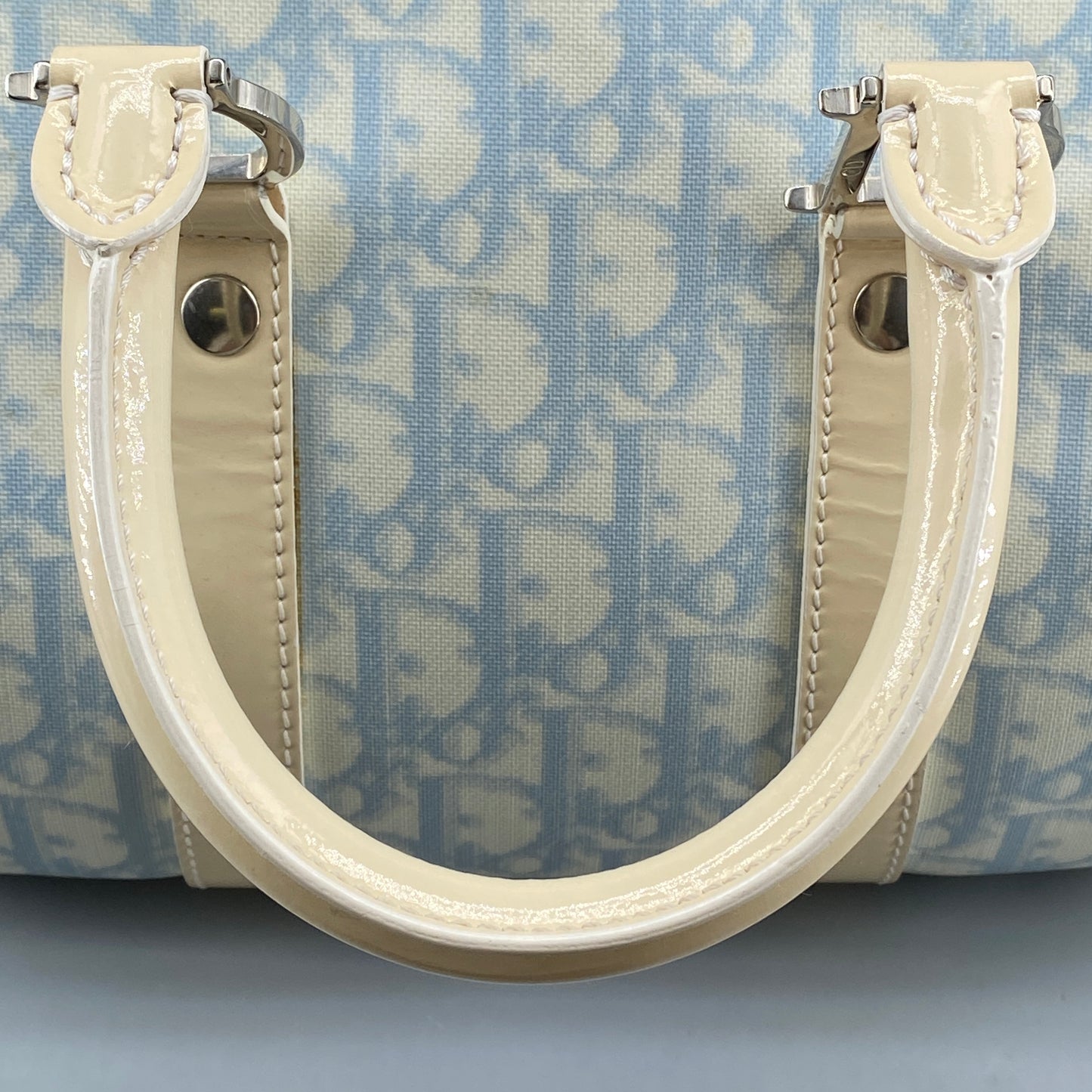 Christian Dior Vintage Oblique Boston Handbag cream/blue