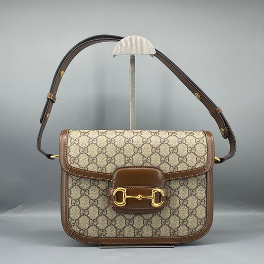 Gucci 1955 Horsebit GG Canvas Crossbody Bag Beige Caramel