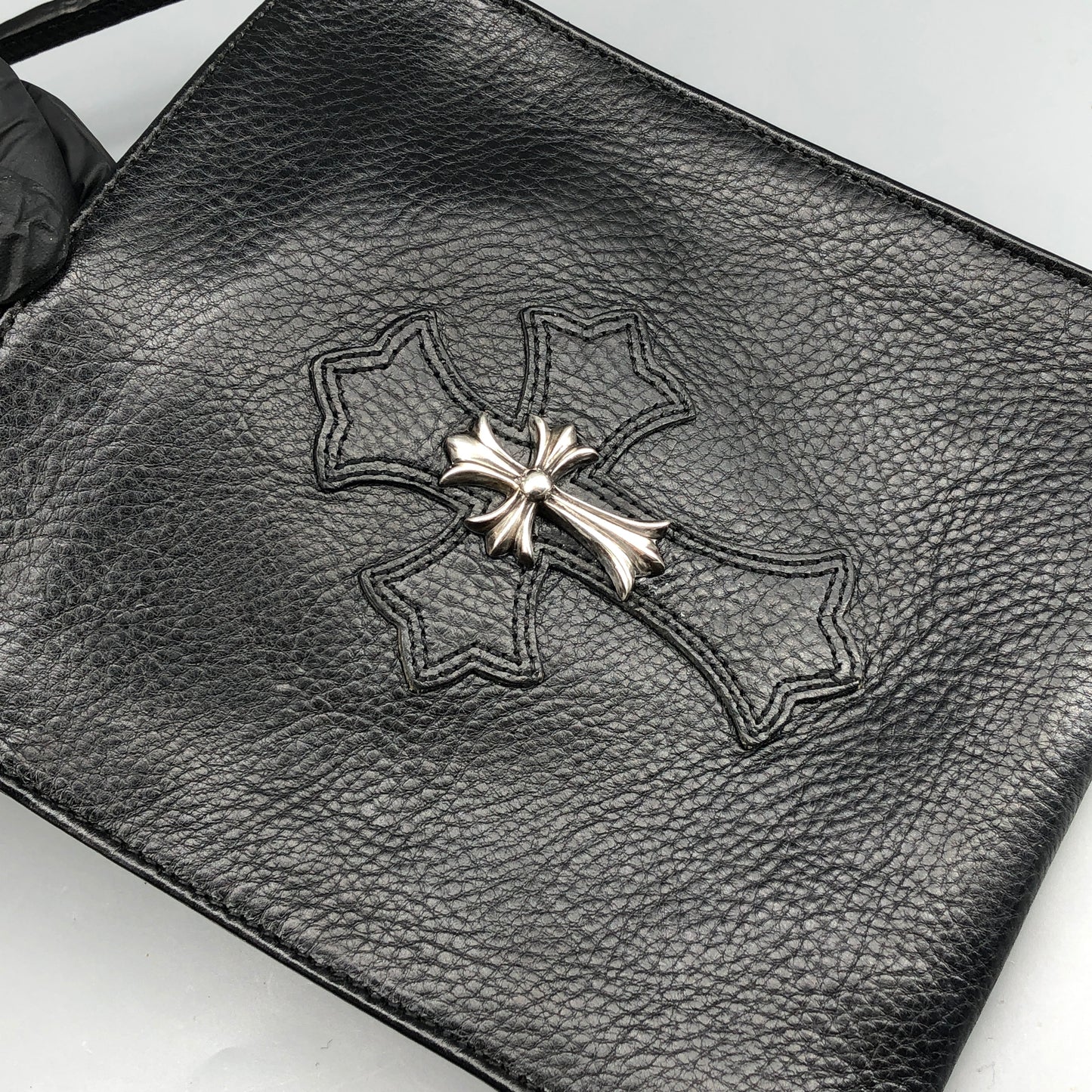 Chrome Hearts Cross Logo Leather Crossbody Bag Black