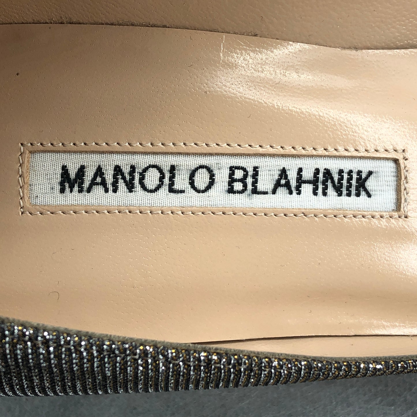 Manolo Blahnik Hangisi Gold-Silver Ombré Glitter Heels Size 36.5