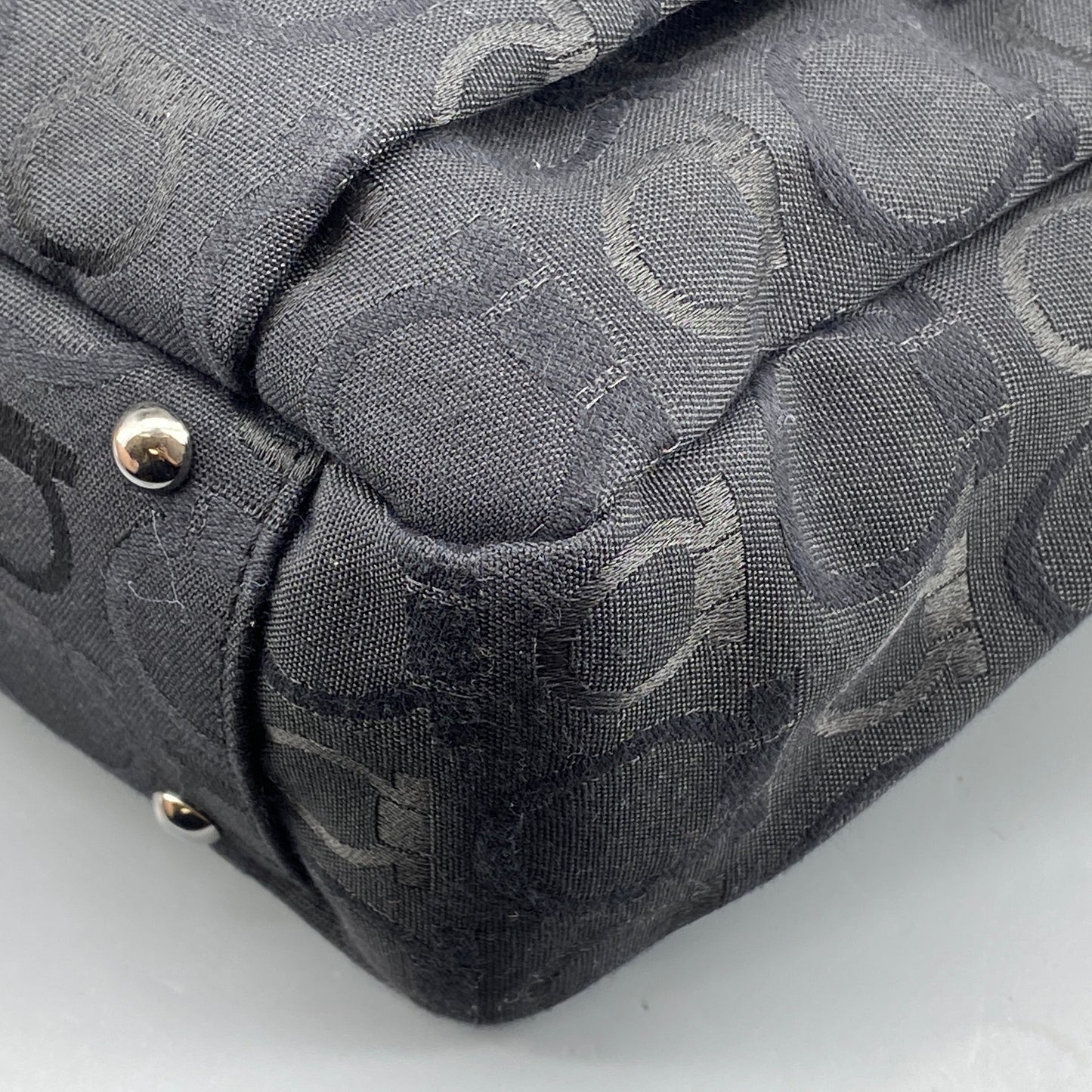 Ferragamo Black Gancini Jacquard Briefcase Business Handbag