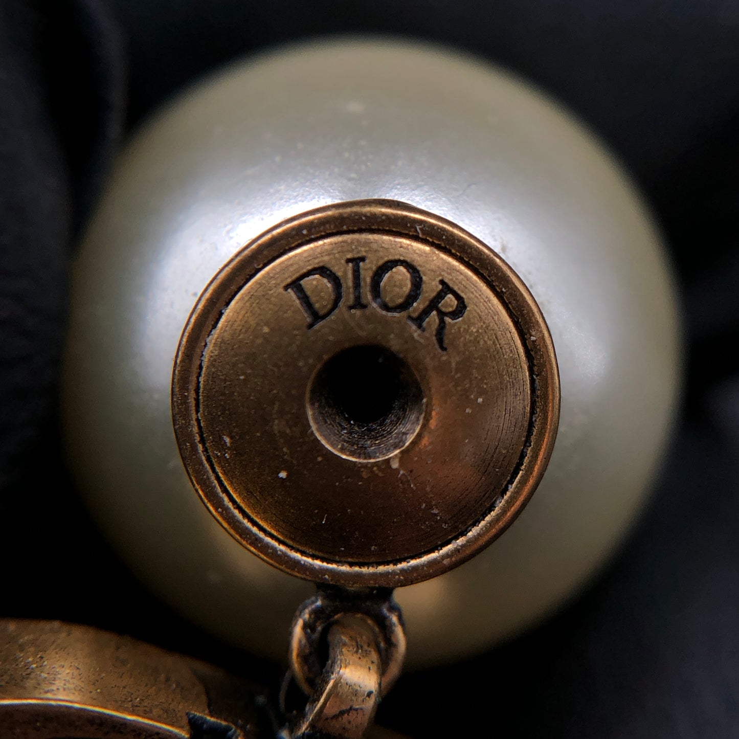 Christian Dior Gold-Tone Pearl CD Drop Earrings