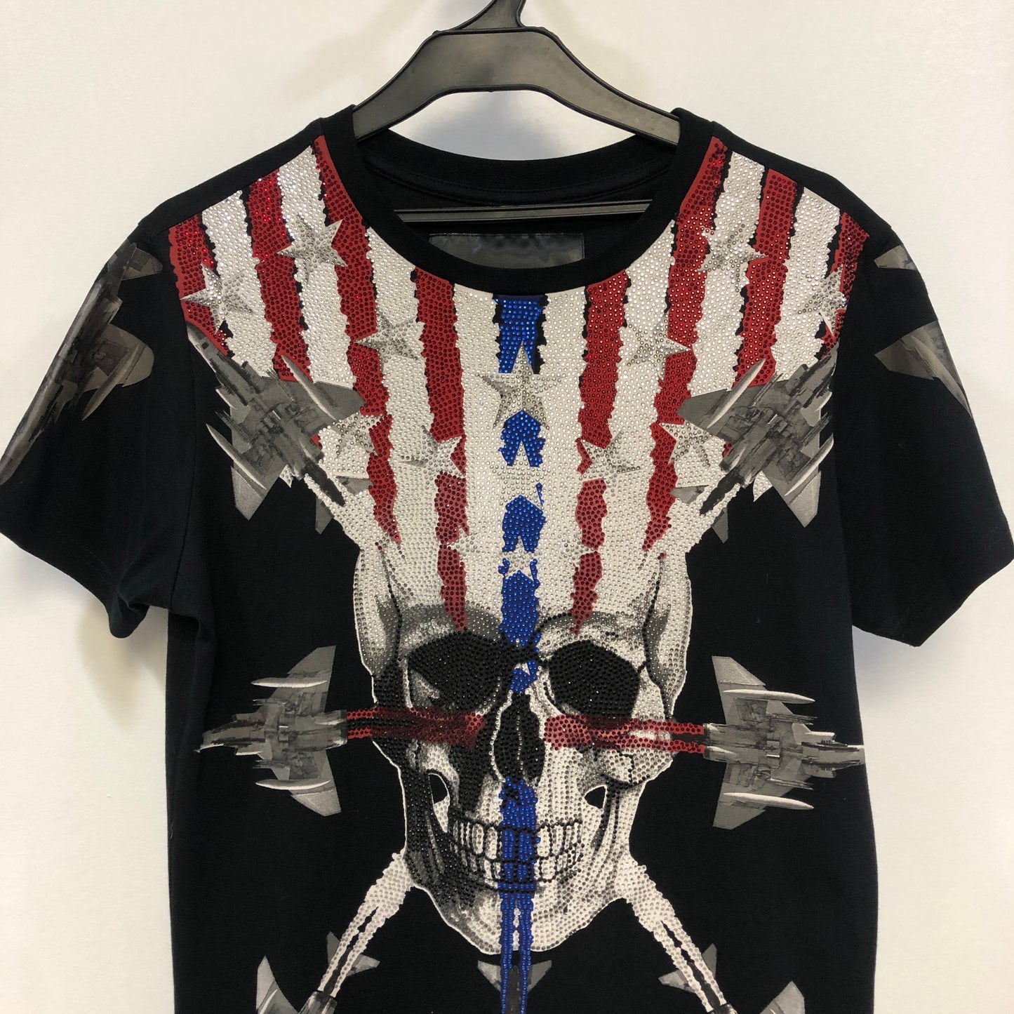 Philipp Plein American Flag Skull Graphic T-Shirt Size S