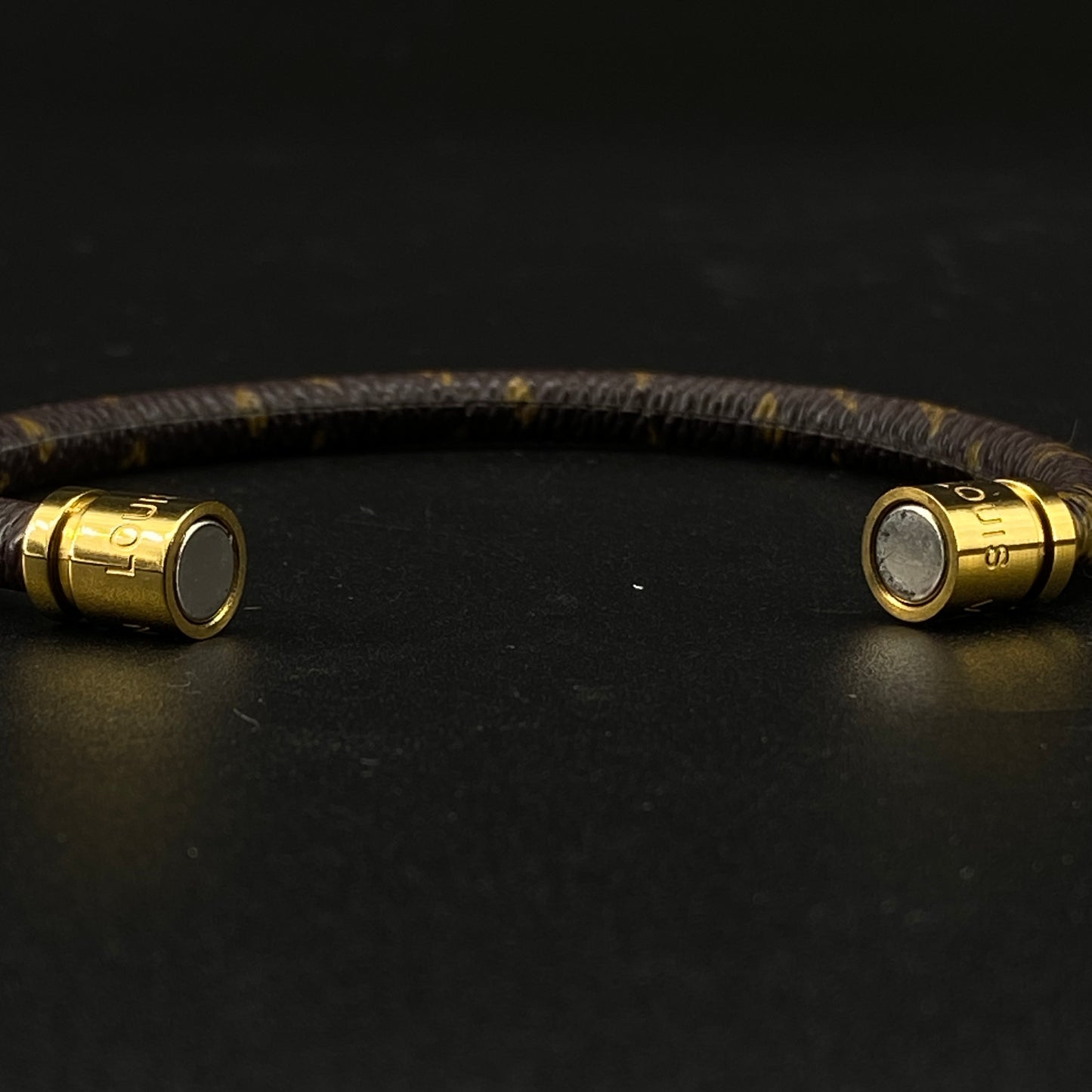 LV Monogram Canvas Gold Hardware Bangle Bracelet