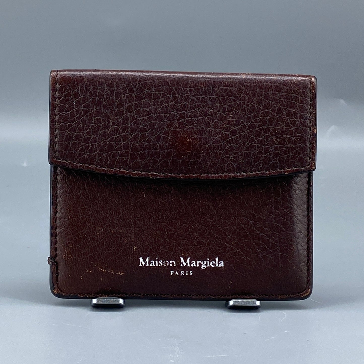 Maison Margiela Four Stitches Deep Brown Pebbled Leather Card Wallet