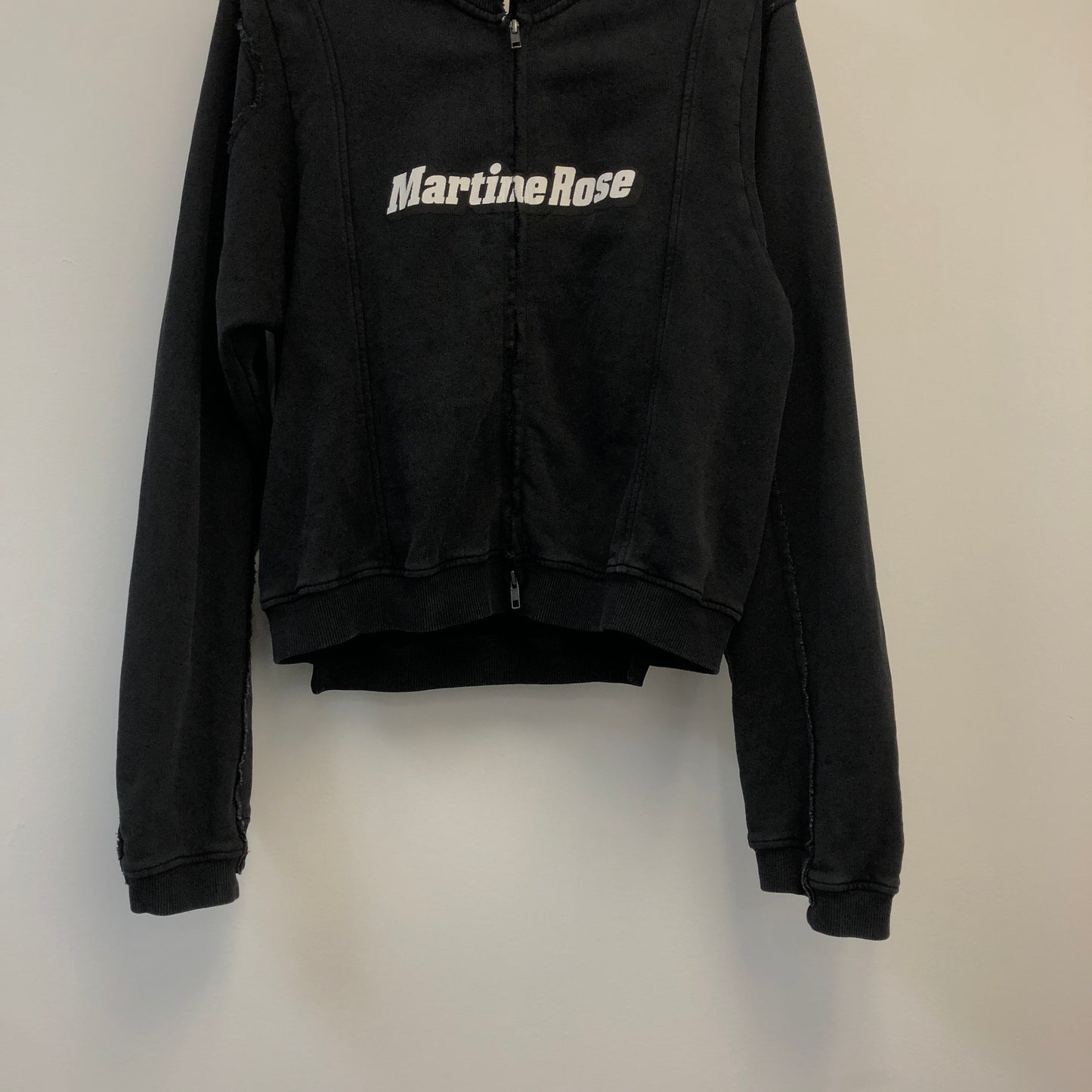 Martine Rose Logo Half-Zip Cropped Hoodie S Black