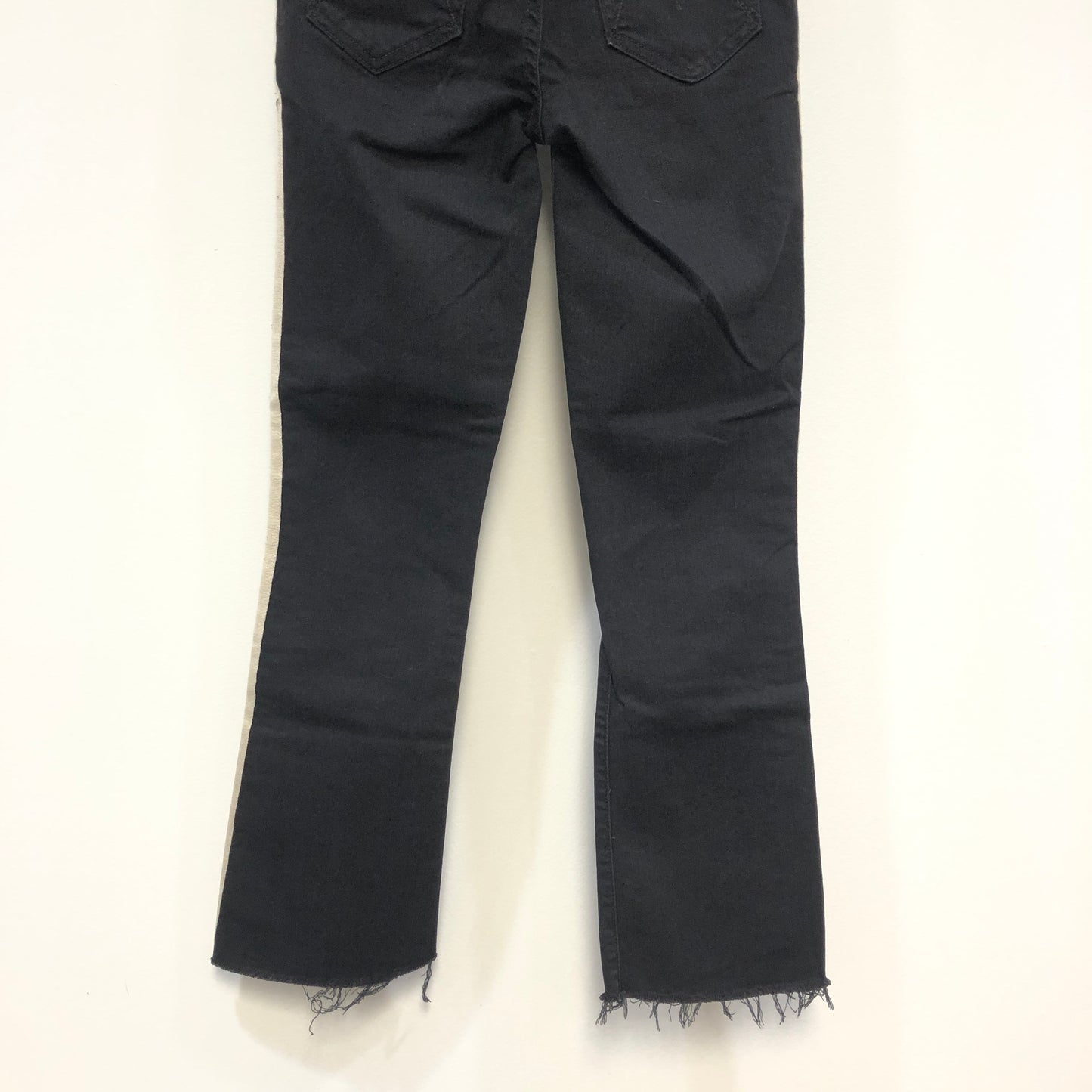 Mother Black/Cream Side Stripe High-Rise Crop Jeans Size 23W