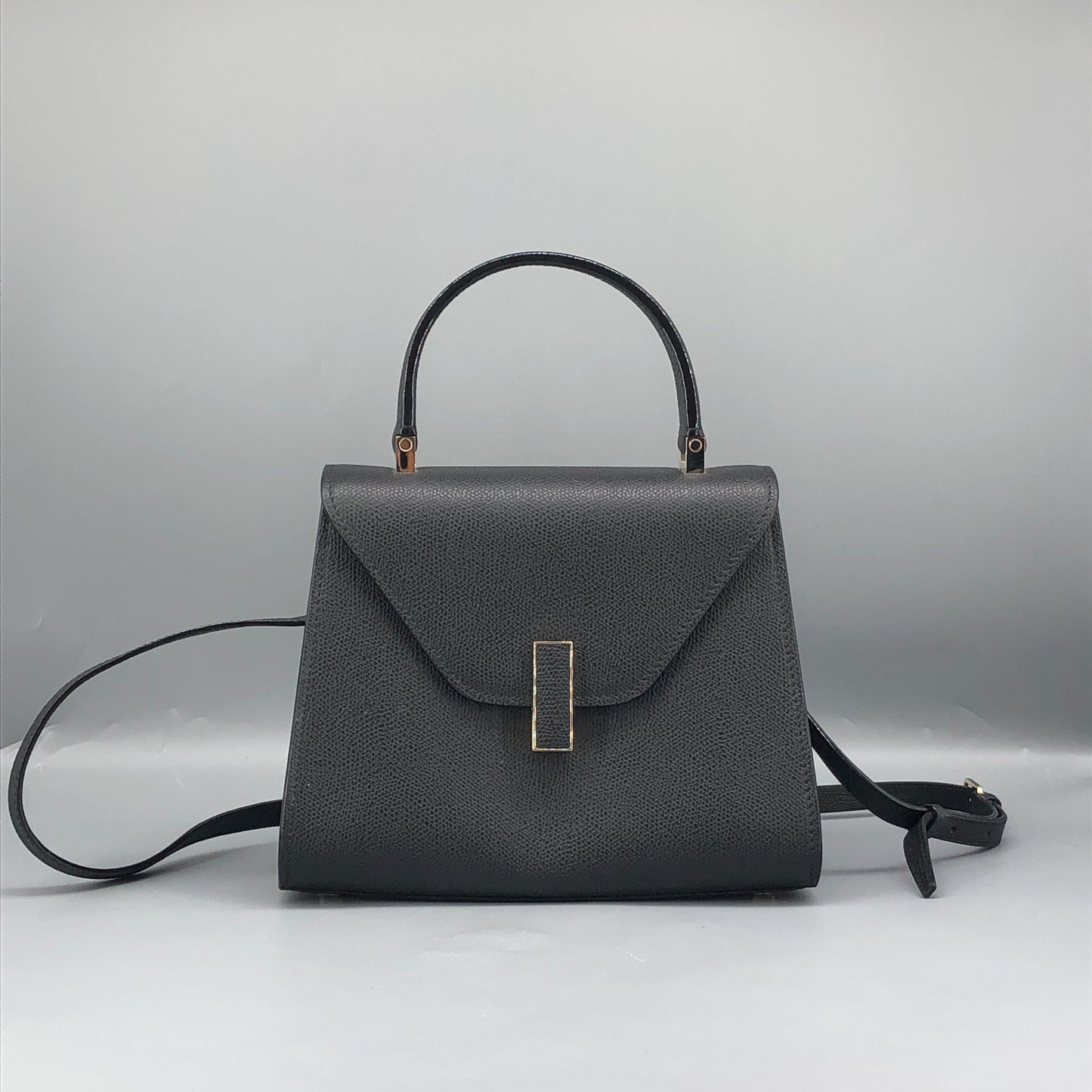 Valextra Iside Black Grained Calfskin Handbag