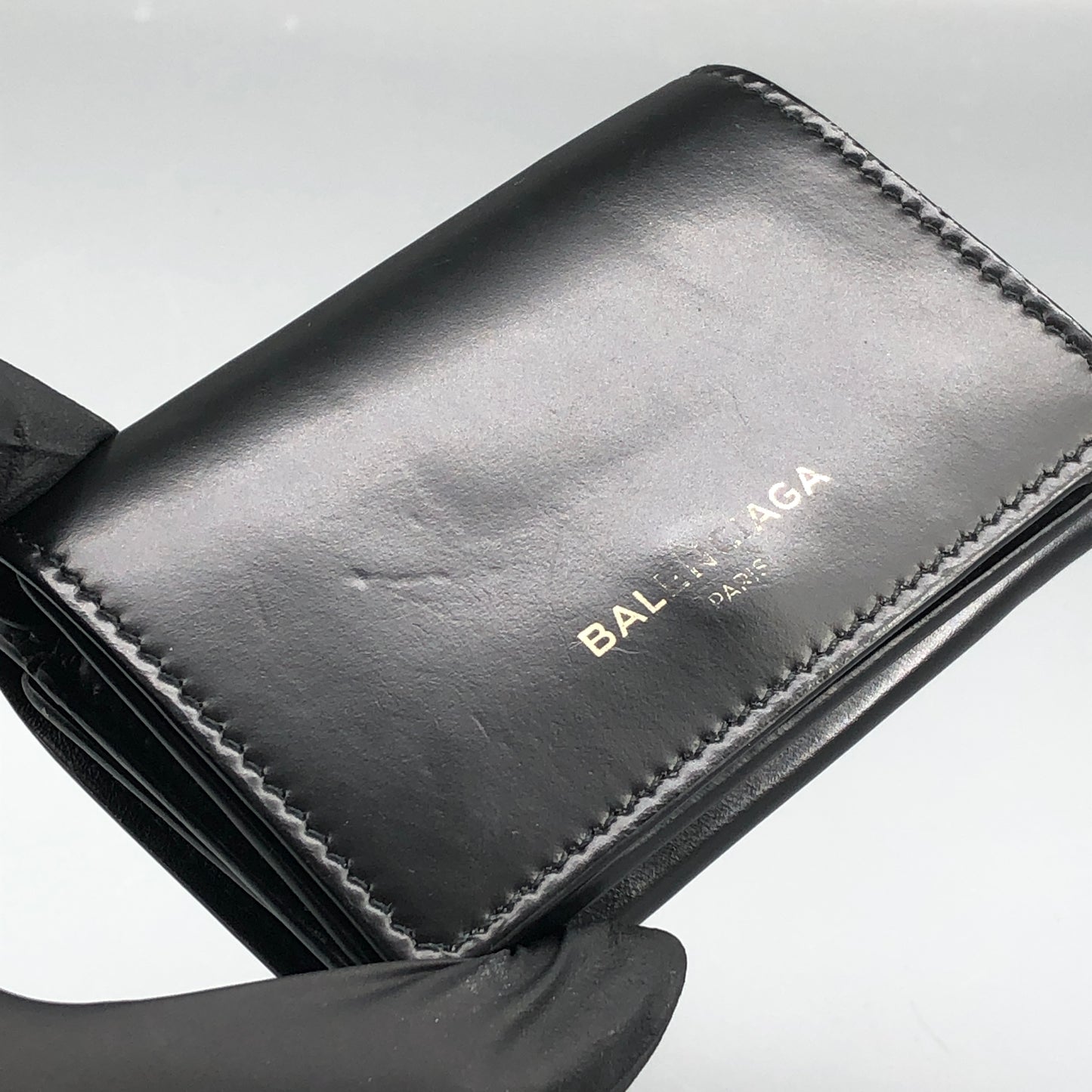 Balenciaga Black Smooth Leather Short Wallet