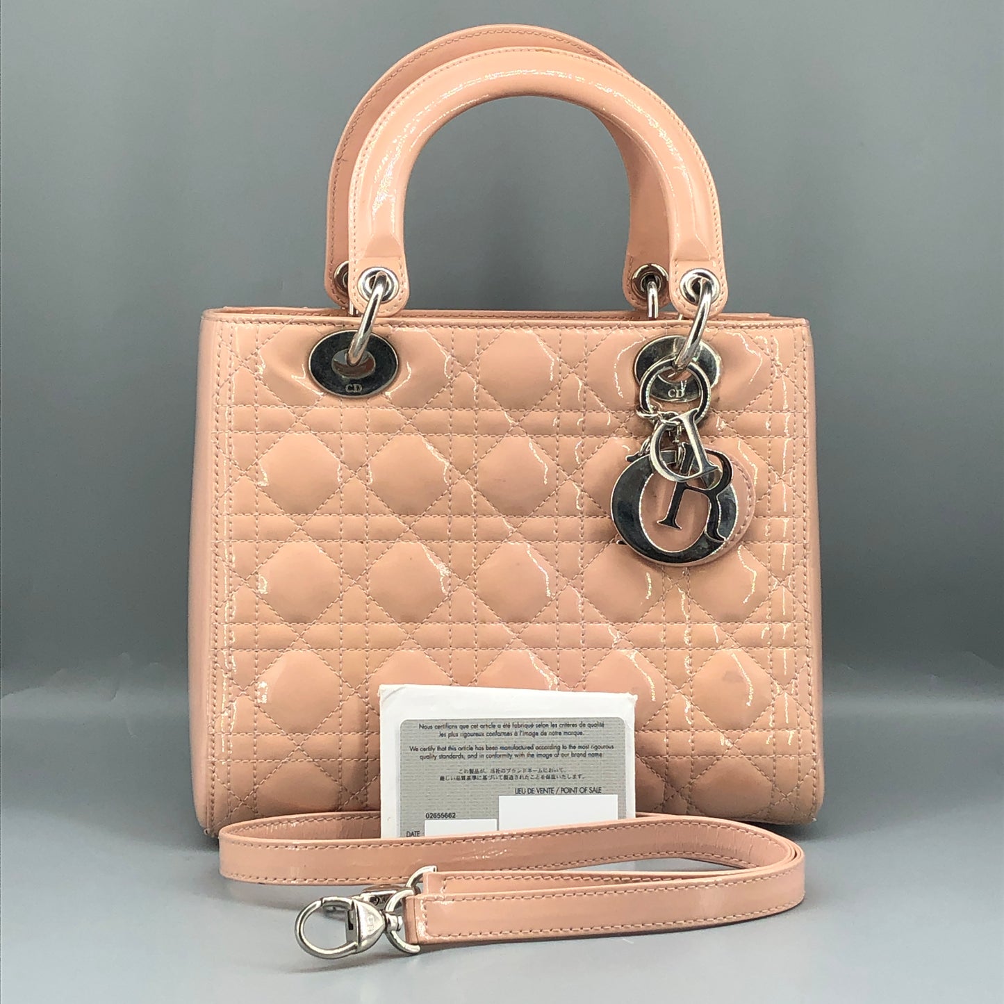 Christian Dior Lady Dior Nude Patent Cannage Leather Handbag
