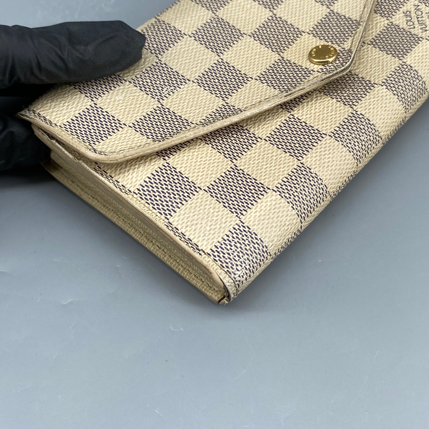 Louis Vuitton Cream Grey Damier Azur Envelope Wallet