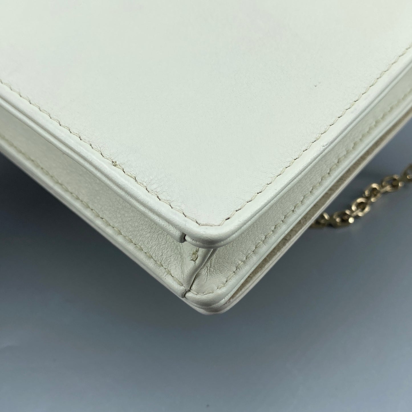 Christian Dior Cream Leather Valentine’s Limited Embossed Heart WOC Crossbody Bag