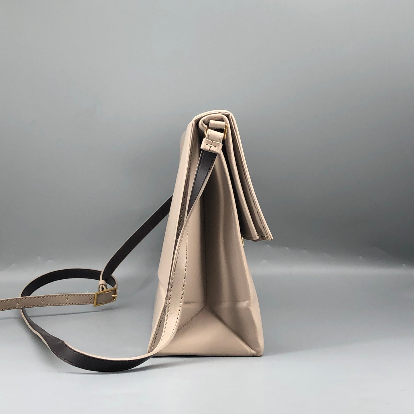 Stella McCartney Taupe Faux Leather Flap Crossbody Bag