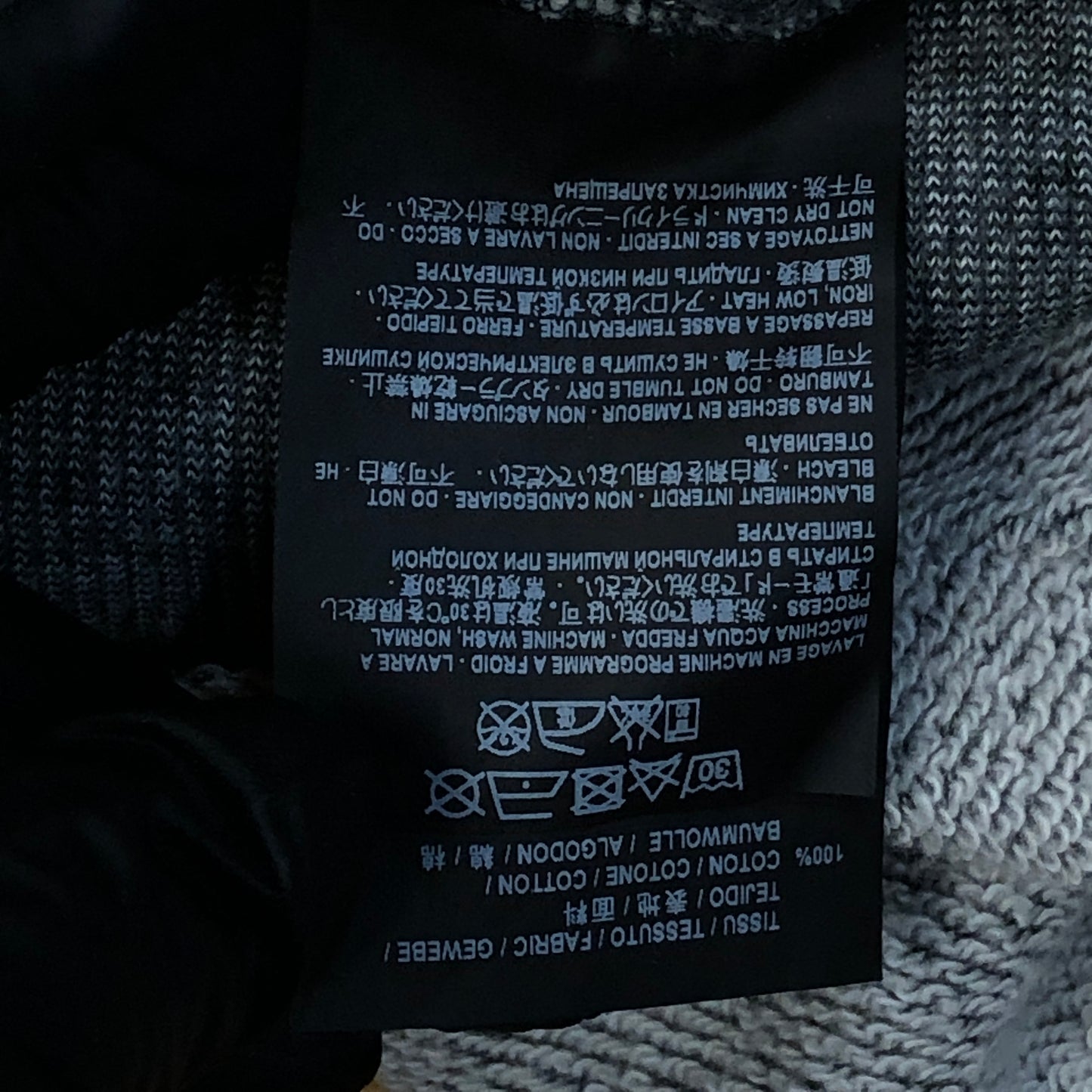Saint Laurent Grey Contrast Hood Logo Print Hoodie Size L