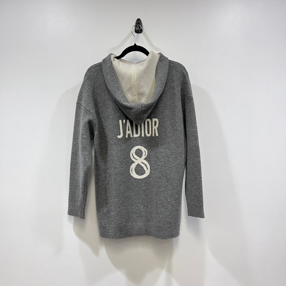 Christian Dior Grey J'ADIOR 8 Print Longline Hooded Knit Pullover US size 6